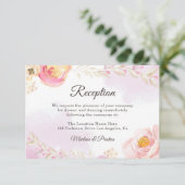 Invitation Réception de mariage tendance rose & or Floral Gar (Debout devant)