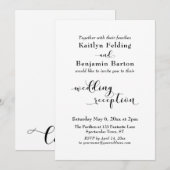 Invitation Réception de mariage texte simple noir blanc éléga (Devant / Derrière)