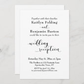 Invitation Réception de mariage Texte simple noir et blanc él (Devant / Derrière)