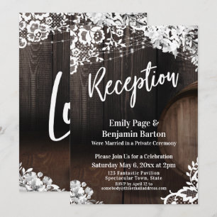 Invitation Réception de mariage tonneau en bois guirlandes lu