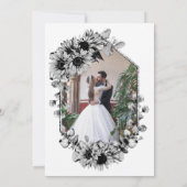 Invitation Réception de mariage tournesol soleil noir et blan (Dos)