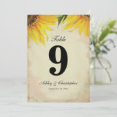 Invitation Réception de mariage Tournesol Table Numéro Neuf (Debout devant)