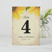 Invitation Réception de mariage Tournesol Table numéro quatre (Debout devant)