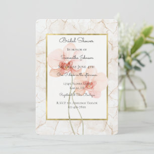 Invitation Réception de mariage tropical rose orchidée ivoire