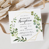Invitation Réception de mariage tropical vert or géométrique