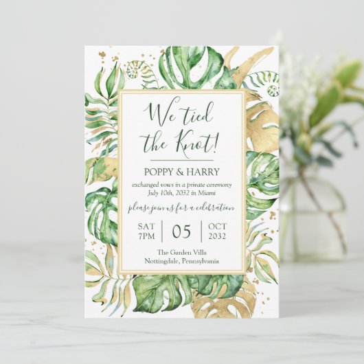 Invitation Réception de mariage tropicale après une fugue amo (Debout devant)