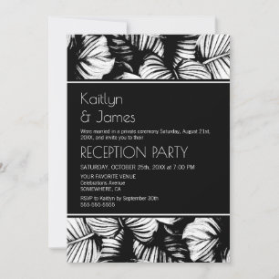 Invitation Réception de mariage tropicale aux palmiers noir e