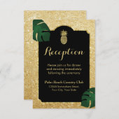Invitation Réception de mariage Tropicale Glitter Pinéapple O (Devant / Derrière)