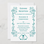 Invitation Réception de mariage turquoise Bells Scrollwork (Devant)
