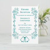 Invitation Réception de mariage turquoise Bells Scrollwork (Debout devant)