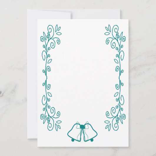 Invitation Réception de mariage turquoise Bells Scrollwork (Dos)