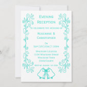 Invitation Réception de mariage Turquoise Bells Scrollwork (Devant)