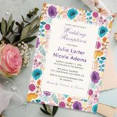 Invitation Réception de mariage turquoise de printemps jaune 