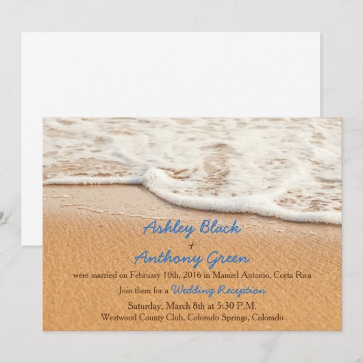 Invitation Réception de mariage uniquement à Ocean Beach (Devant / Derrière)
