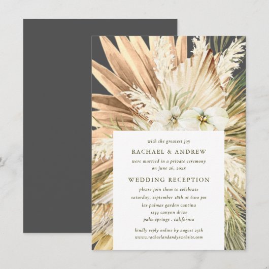 Invitation Réception de mariage uniquement après la cérémonie (Devant / Derrière)