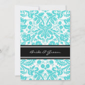 Invitation Réception De Mariage Uniquement Aqua Black Damask (Devant)