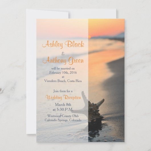 Invitation Réception de mariage uniquement au coucher du sole (Devant)