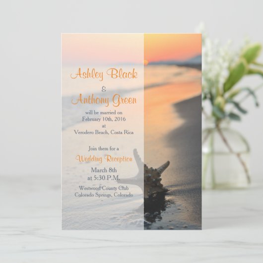 Invitation Réception de mariage uniquement au coucher du sole (Debout devant)