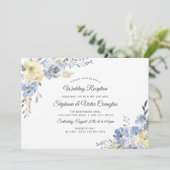 Invitation Réception de mariage uniquement avec des fleurs bl (Debout devant)