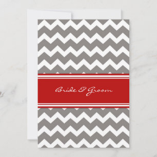 Invitation Réception De Mariage Uniquement Chevron Rouge Gris