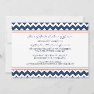 Invitation Réception De Mariage Uniquement Coral Blue Chevron