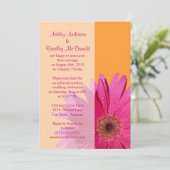 Invitation Réception de mariage uniquement Gerbera orange ros (Debout devant)