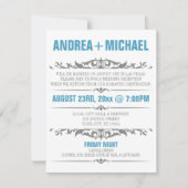 Invitation Réception de mariage uniquement Gris Bleu (Devant)