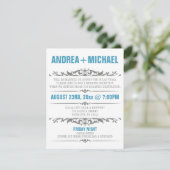 Invitation Réception de mariage uniquement Gris Bleu (Debout devant)