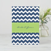 Invitation Réception De Mariage Uniquement Lime Blue Chevron (Debout devant)