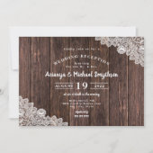 Invitation Réception de mariage uniquement Rustic Lace et Dar (Devant)