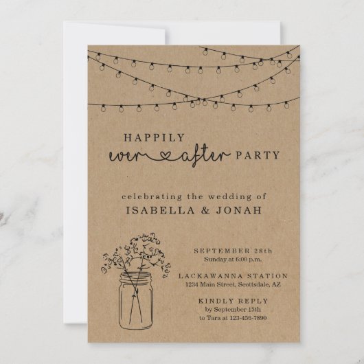 Invitation Réception de mariage uniquement | Rustic Mason Jar (Devant)