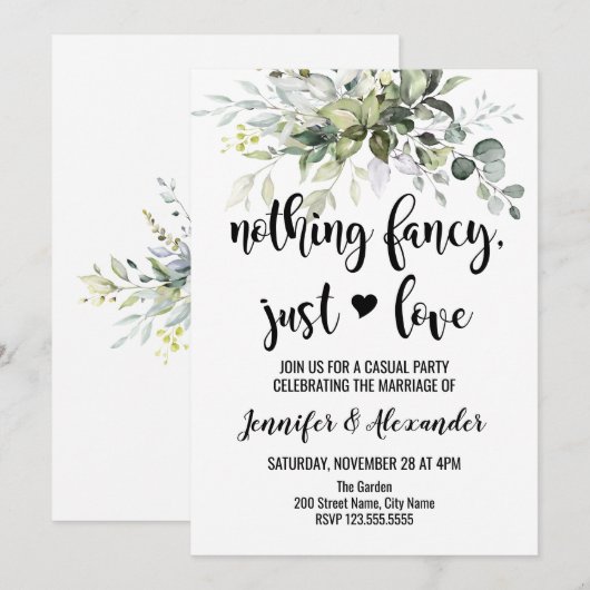 Invitation Réception de mariage verdoyant (Devant / Derrière)