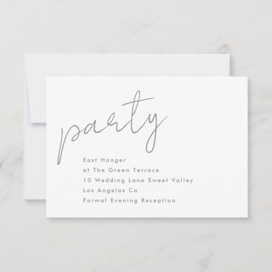 Invitation Réception De Mariage Verte De Fête Personnalisée M (Devant)