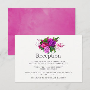 Invitation Réception de mariage vintage fuchsia et violet dém