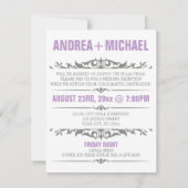 Invitation Réception de mariage violet et gris seulement Invi (Devant)