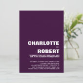 Invitation Réception de mariage violet moderne (Debout devant)