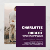 Invitation Réception de mariage violet moderne (Devant / Derrière)