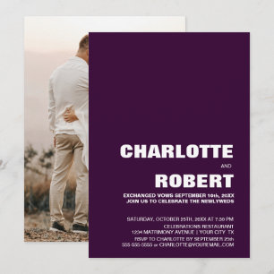 Invitation Réception de mariage violet moderne