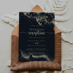 Invitation Réception de mariage Watercolor Gold Splash
