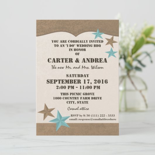 Invitation Réception de mariage Western BBQ (Debout devant)