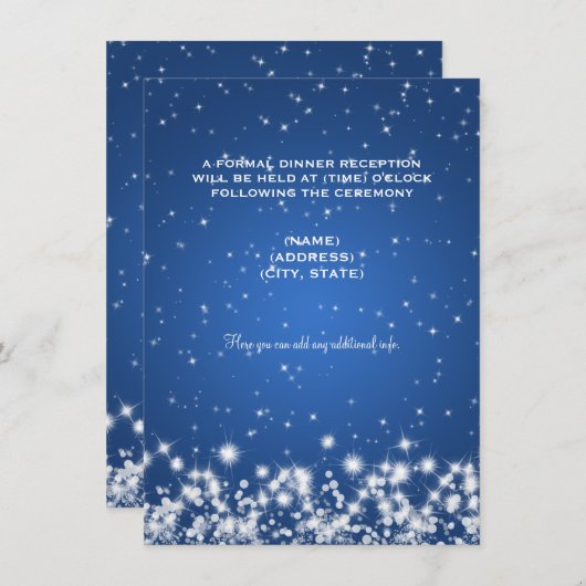 Invitation Réception de mariage Winter Sparkle Bleu (Devant / Derrière)