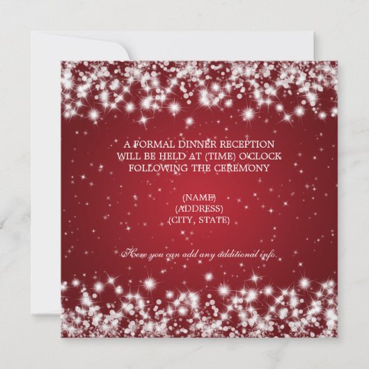 Invitation Réception de mariage Winter Sparkle Rouge (Devant)