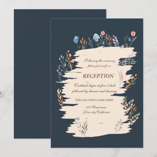 Invitation Réception de prairie de fleurs sauvages de printem (Devant / Derrière)