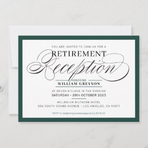Invitation RÉCEPTION DE RETRAITE vert foncé simple moderne