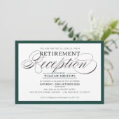 Invitation RÉCEPTION DE RETRAITE vert foncé simple moderne (Debout devant)