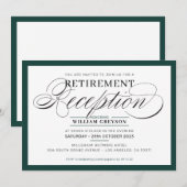 Invitation RÉCEPTION DE RETRAITE vert foncé simple moderne (Devant / Derrière)