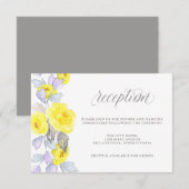 Invitation Réception de roses aquarelles jaunes violettes et (Devant / Derrière)