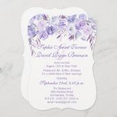 Invitation Réception de soirée florale bleu poussiéreux viole (Devant / Derrière)