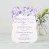 Invitation Réception de soirée florale bleu poussiéreux viole (Debout devant)