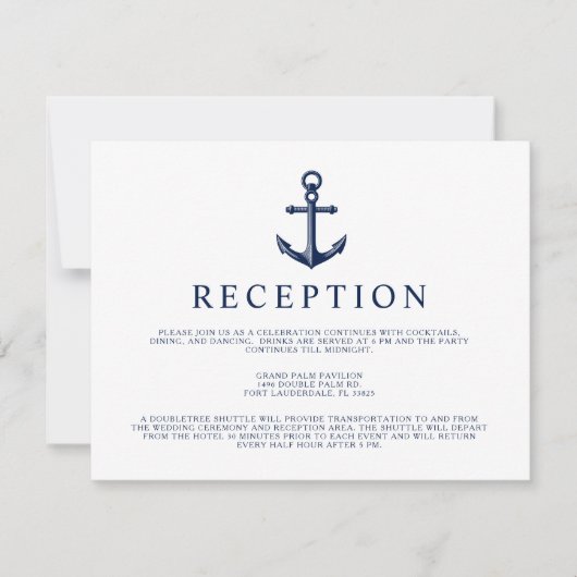 Invitation Réception de style nautique Ancre (Devant)